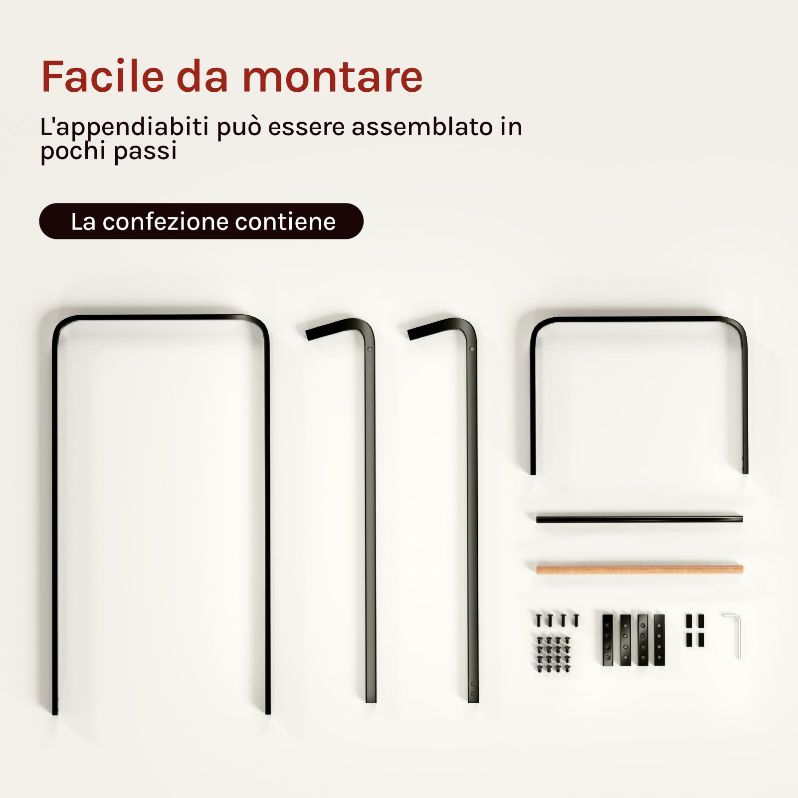 WOLTU Stand Appendiabiti a Terra Attaccapanni Portabiti da Ingresso Scaffale Moderno in Metallo Nero