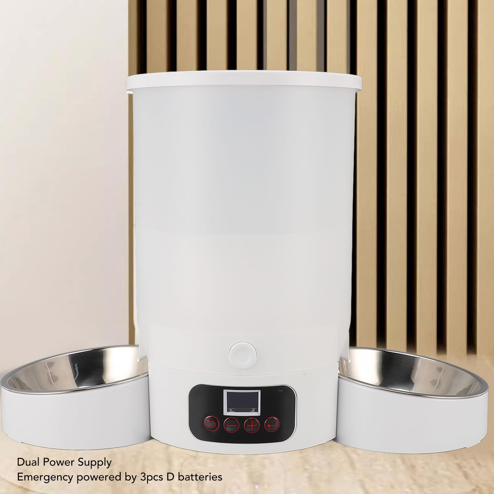 Comedero Automático para Gatos, Dispensador Inteligente con Temporizador, Grande, 3L, Fácil de Limpiar, Cuencos de Acero Inoxidable 304 para Perros y Gatos (Blanca)