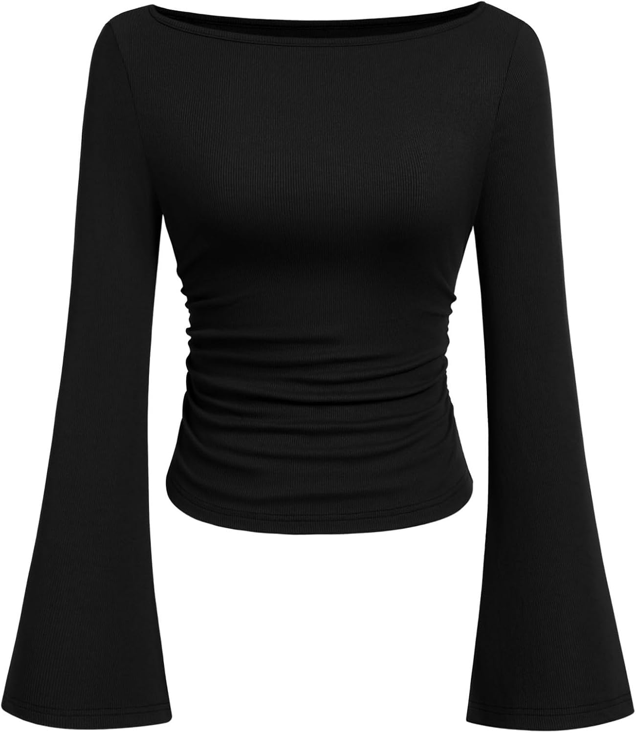 PRETTYGARDEN Women’s Long Sleeve Shirts 2025 Fall Crop Going Out Tops Casual Boat Neck Bell Sleeve Ribbed Ruched Y2K Clothes PRETTYGARDEN Women’s Long Sleeve Shirts 2025 Fall Crop Going Out Tops Casual Boat Neck Bell Sleeve Ribbed Ruched Y2K Clothes