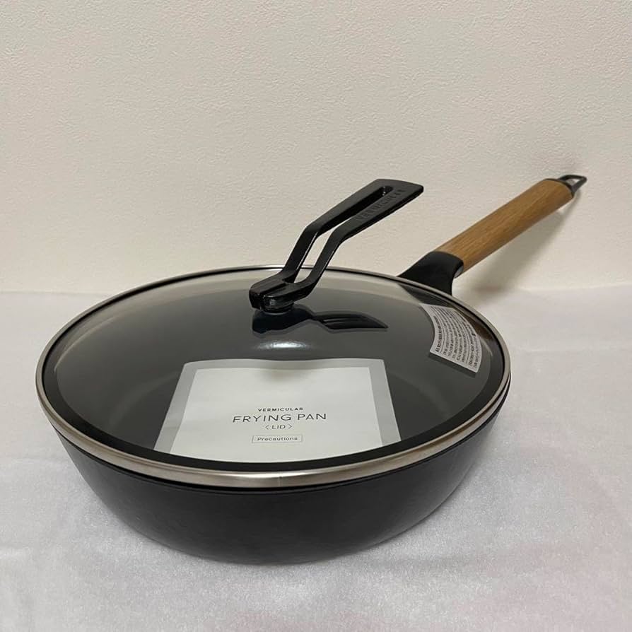 バーミキュラ　フライパン 24cm 深型 ガラス蓋付き【美品】 フライパン 24cm DEEP 【ガラスリッドセット】[オーク