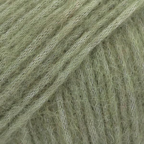 Baby Alpaca and Merino Wool Yarn, 4 Medium, Worsted, Aran, Drops Air, 1.8 Ounce 164 Yards (48 Antique Green)