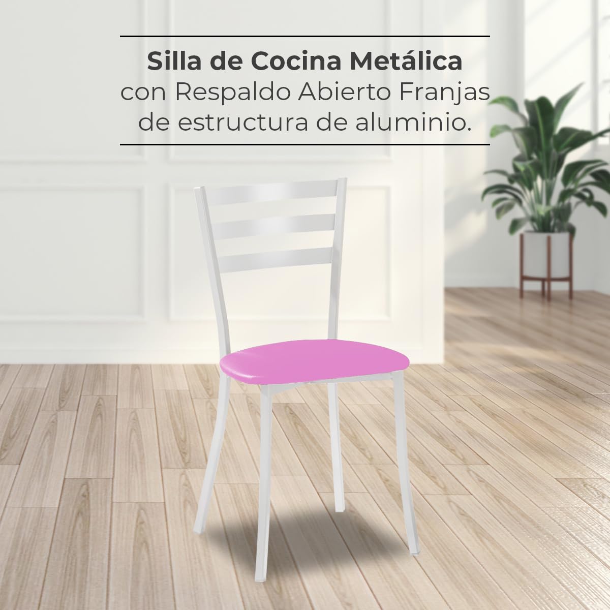 ASTIMESA SCMBLRS Due sedie da Cucina, Metallo Similpelle Alluminio, Rosa, Altura de asiento 45 CMS