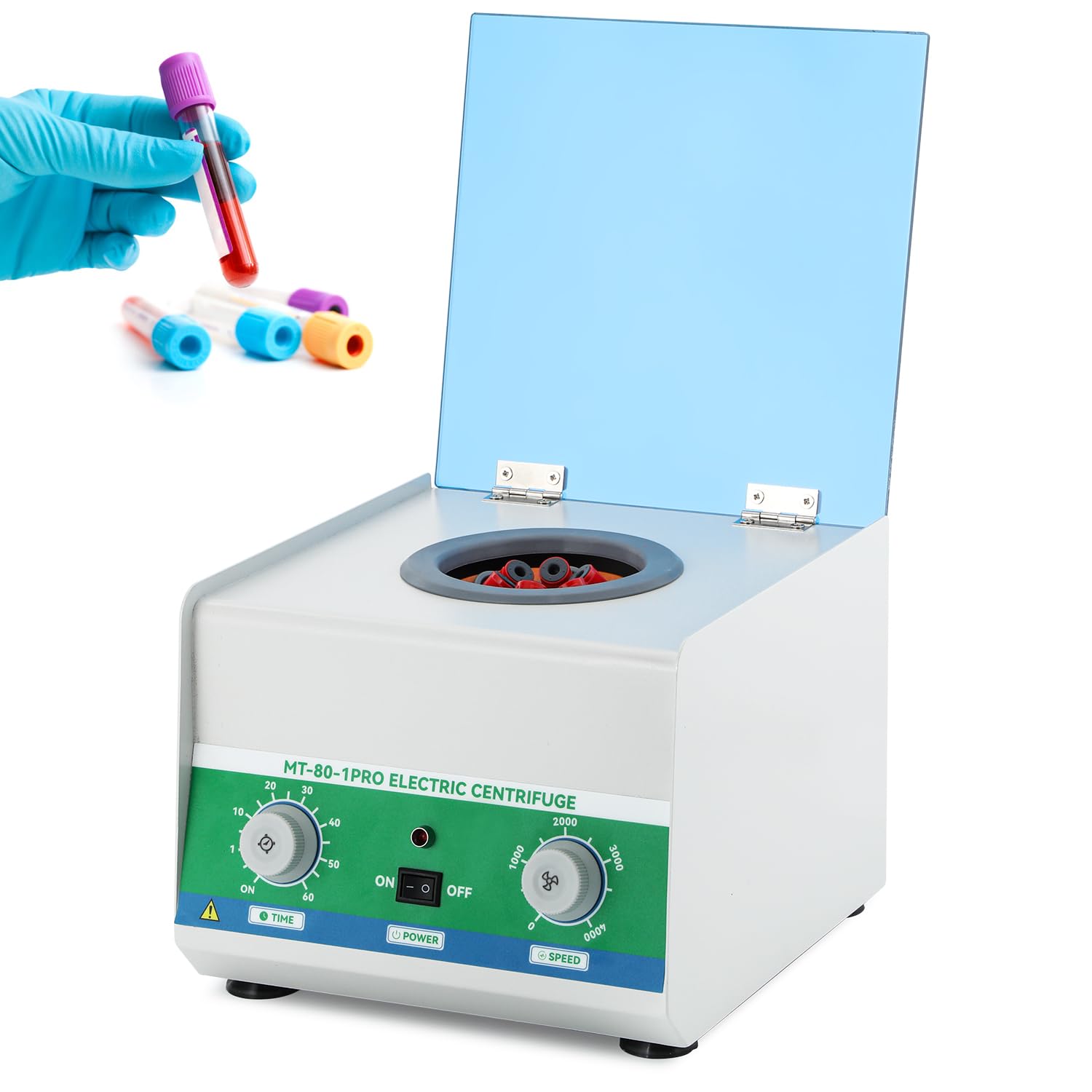 Mxmoonant Centrifuga da Laboratorio, 4000rpm, 6x15ml, 1865xg, 60min Timer, Adatta per Provette da 15ml/10ml/5ml, per Separazione di Campioni, Analisi Qualitativa (Spina UE)
