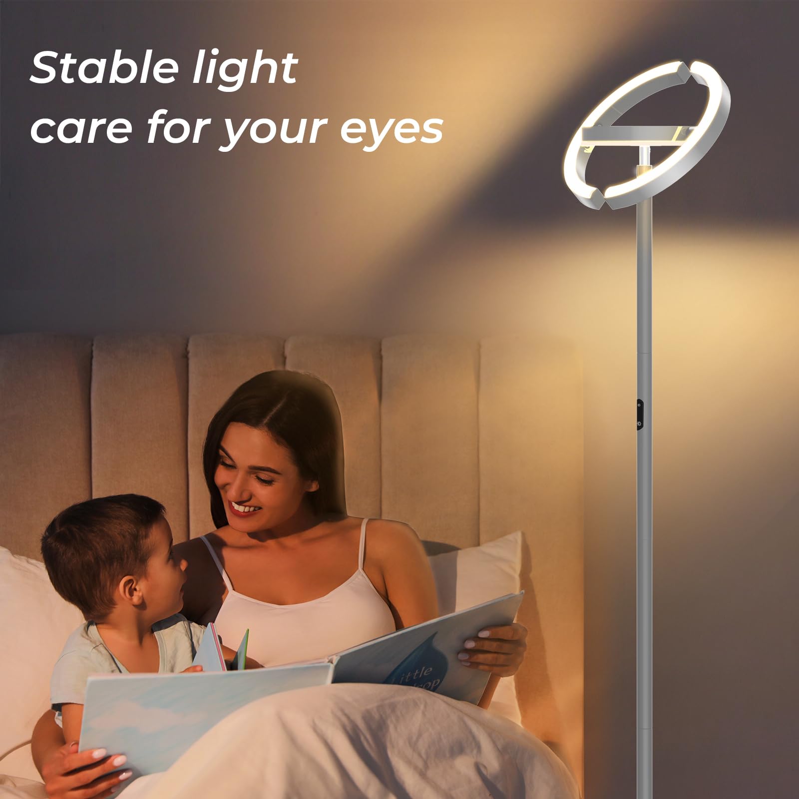 FIMEI Lampade da Terra, Piantana Saturno, Lampade salotto 3 Temperature di Colore e Oscuramento Continuo, Piantana con Telecomando e Controllo Tattile, Lampada da Moderna