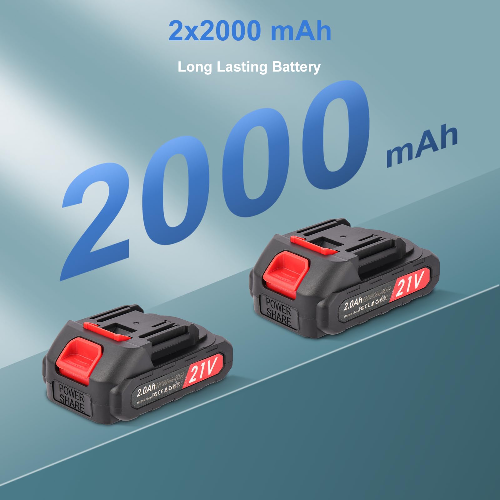 Cortasetos Bateria,Corta Setos Jardin Electrico con 2x2000 mAh Batería,Motor sin Escobillas, Longitud de Cuchilla de 48 cm, Velocidad de 3000 RPM, Apto para Desherbar, Podar Arboles y Arbustos