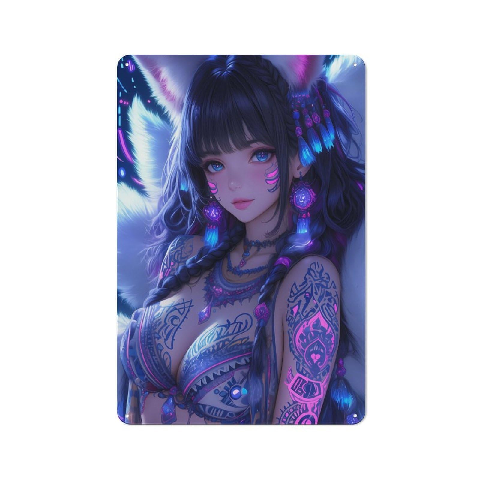 Vintage Tin Sign 30x20cm with Anime Girl for Hobby Room Or Studio, for Studio Owners Refreshing A Room in Autumn
