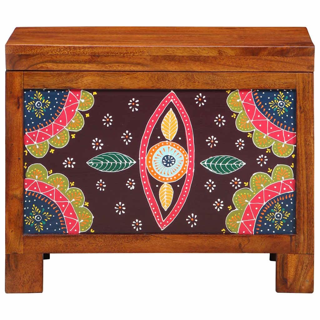 Boîte de rangement rectangulaire en bois d'acacia massif - Multicolore - 50 x 30 x 40 cm