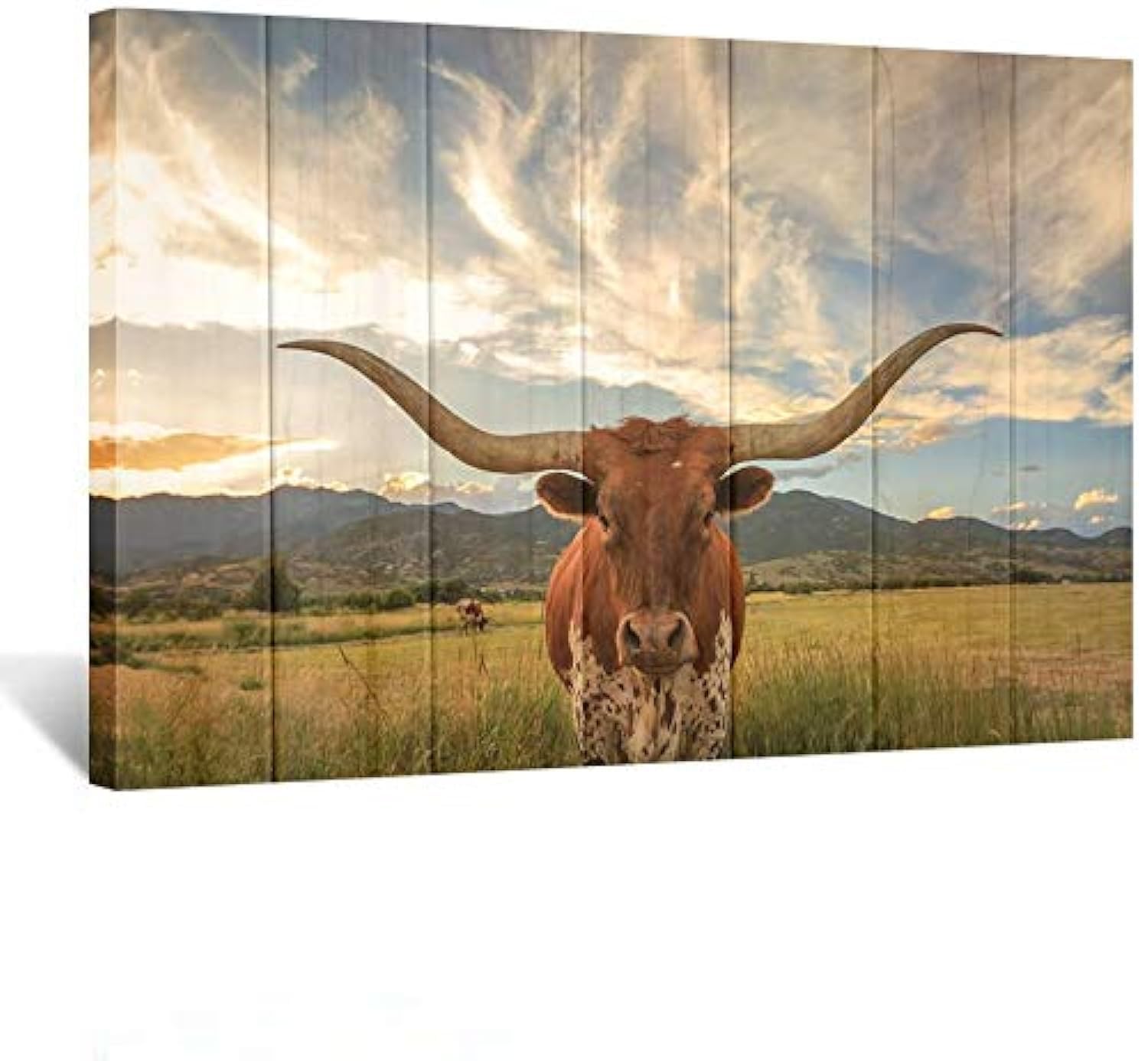 bpaLarge Modern Canvas Wall Art for Home and Office Decoration Animal Pictures Print Art on Canvas Texas Longhorn Canvas Prints Giclee Artwork for Wall 24x36inch Brown 9075