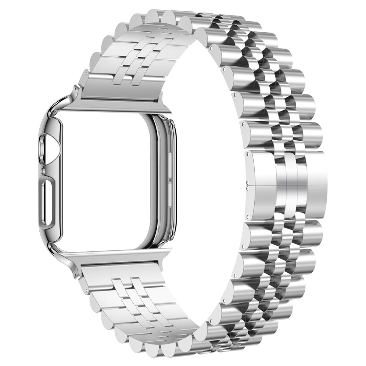 baozai Compatible Apple Watch Bands 46mm 45mm 44mm 42mm 41mm 40mm 38mm, Stainless Steel Band with Screen Protector Case for Apple Watch Series 12/11/10/9/8/7/6/5/4/3/2/1/SE3