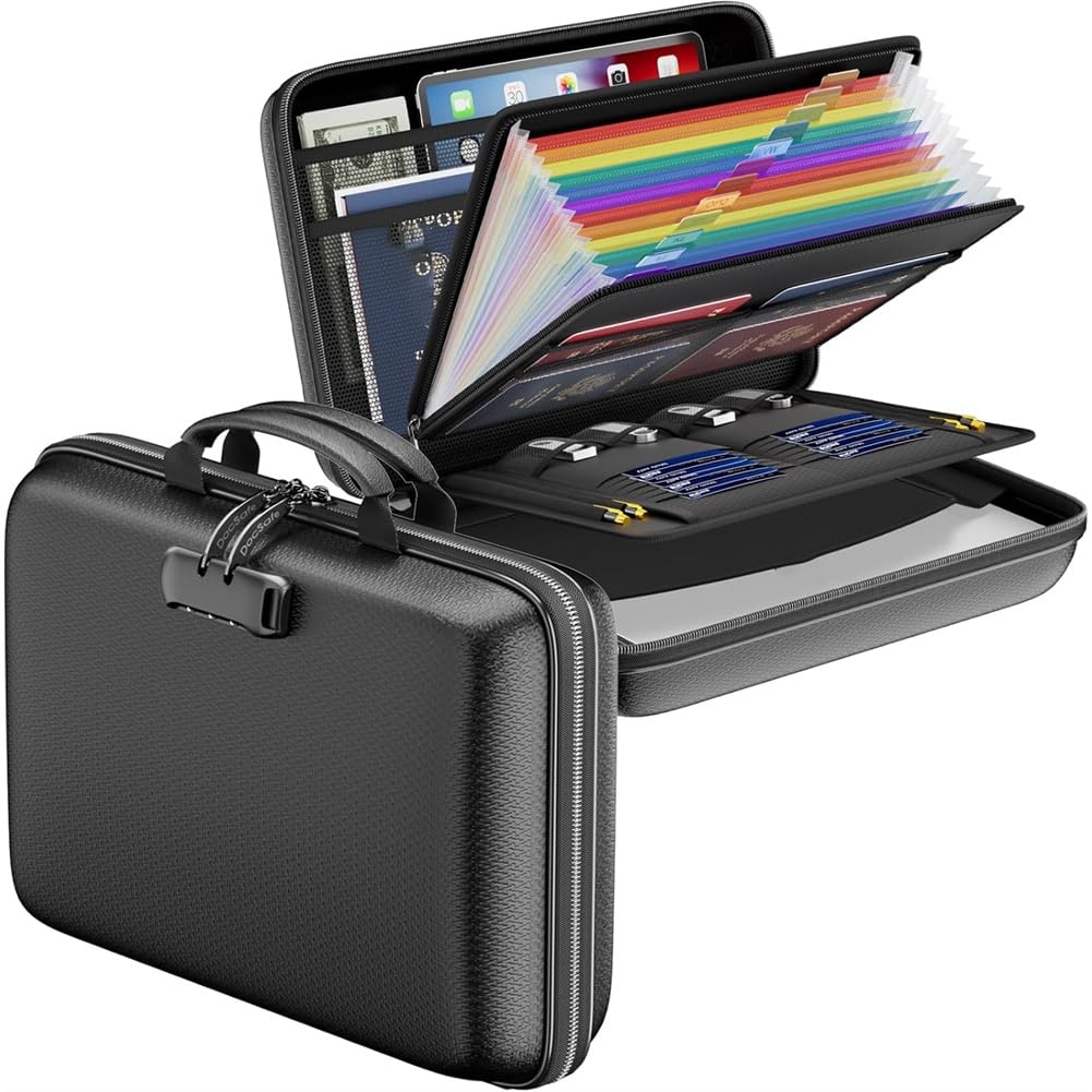 Scheda Improof File Organizzatore Hard Shell Case Imprupte con 13 Cartelle di File Fisarmonica, per Importante