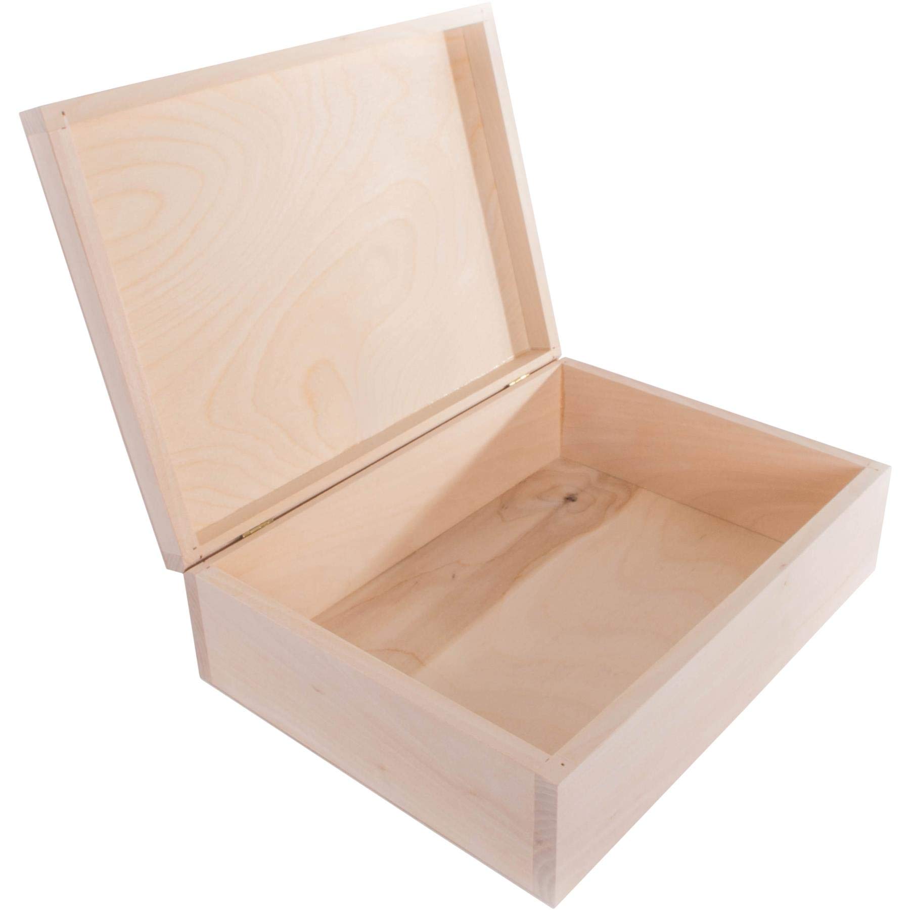 Woodeedoo Natural Rectangular Wooden Box To Decorate | 27.5 X 20.5 X 8 Cm | Memory Keepsake Gift Case | Unpainted & Untreated Plain Lindenwood