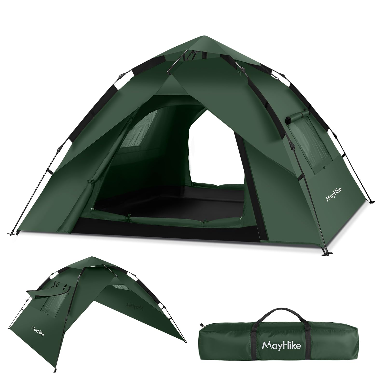Camping Zelt 2 Personen Wurfzelt – Automatik Pop Up Zelt wasserdicht 3000mm mit 2 Türen und 2 Fenster, atmungsaktiv & luftdurchlässig, schnell aufbaubar für Camping, Strand & Festival (2.3×2.3×1.35m)