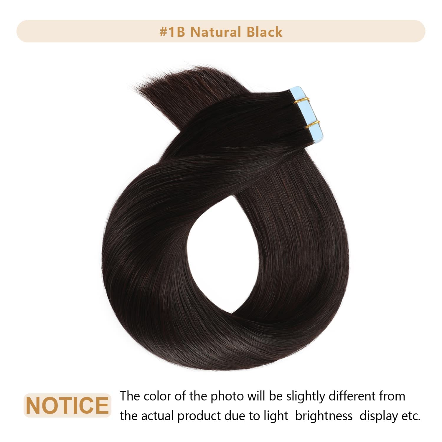 YILITE Tape in Extensions Human Hair 24inch 20pcs 50g/Pack Real Human Hair(#1B-AB Off Black), #1B Off Black-AB, 24 inch - Image 3