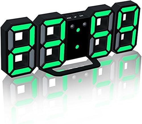 Trade® Reloj de pared electrónico LED, reloj despertador de mesa LED digital 3D, pantalla de 24/12 horas, reloj despertador de plástico, reloj de