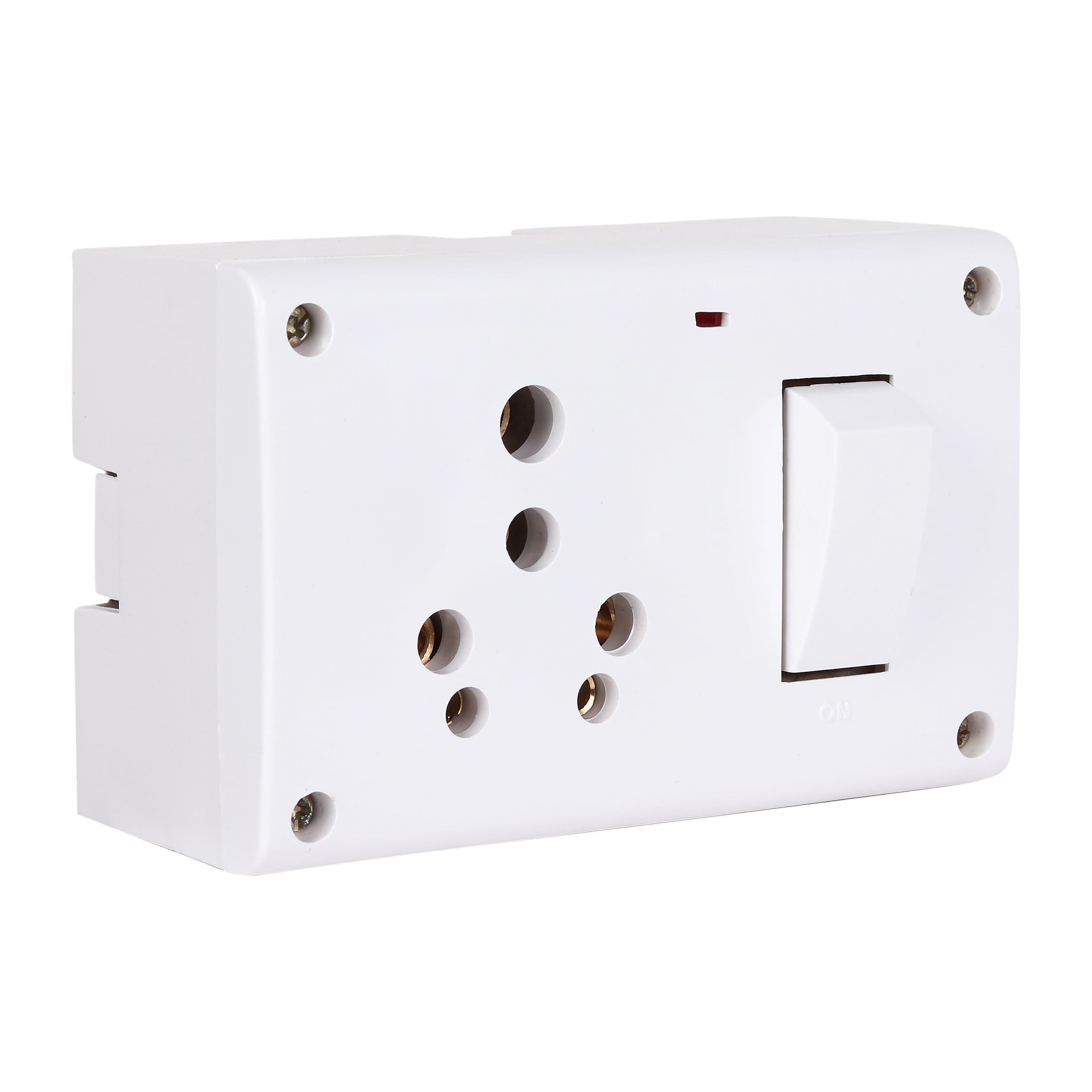 SEER 6-16 Amp Non-Modular Switch and Socket with 5 meter 2 core wire 3pin Combination with Box, Polycarbonate, White (switch box with wire) 2