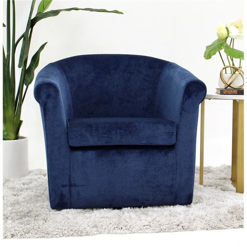 Pemberly Row 19" H Polyester Fabric Swivel Club Chair in Blue