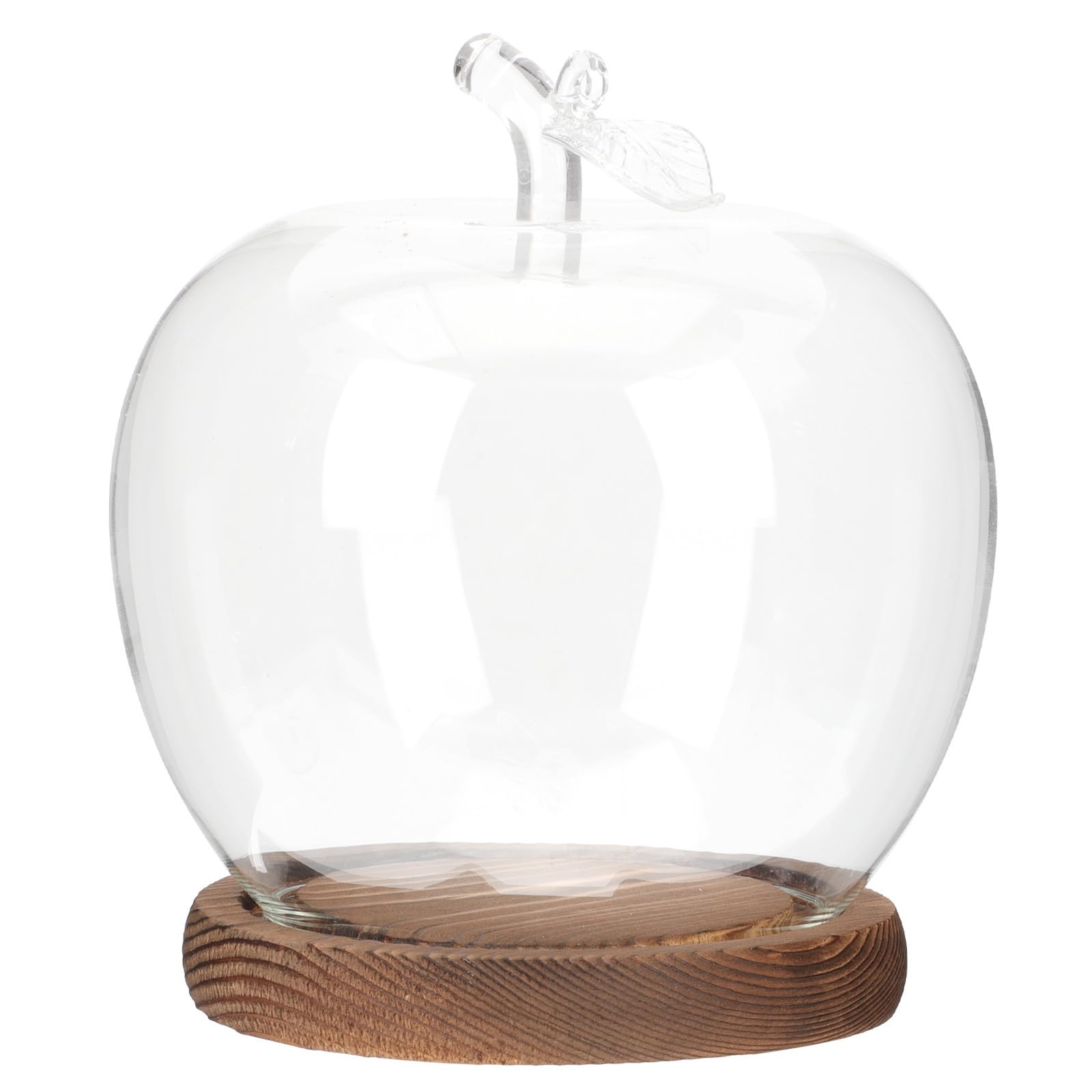 Cúpula de vidrio con base de madera protectora para evitar polvo en figuras de escritorio