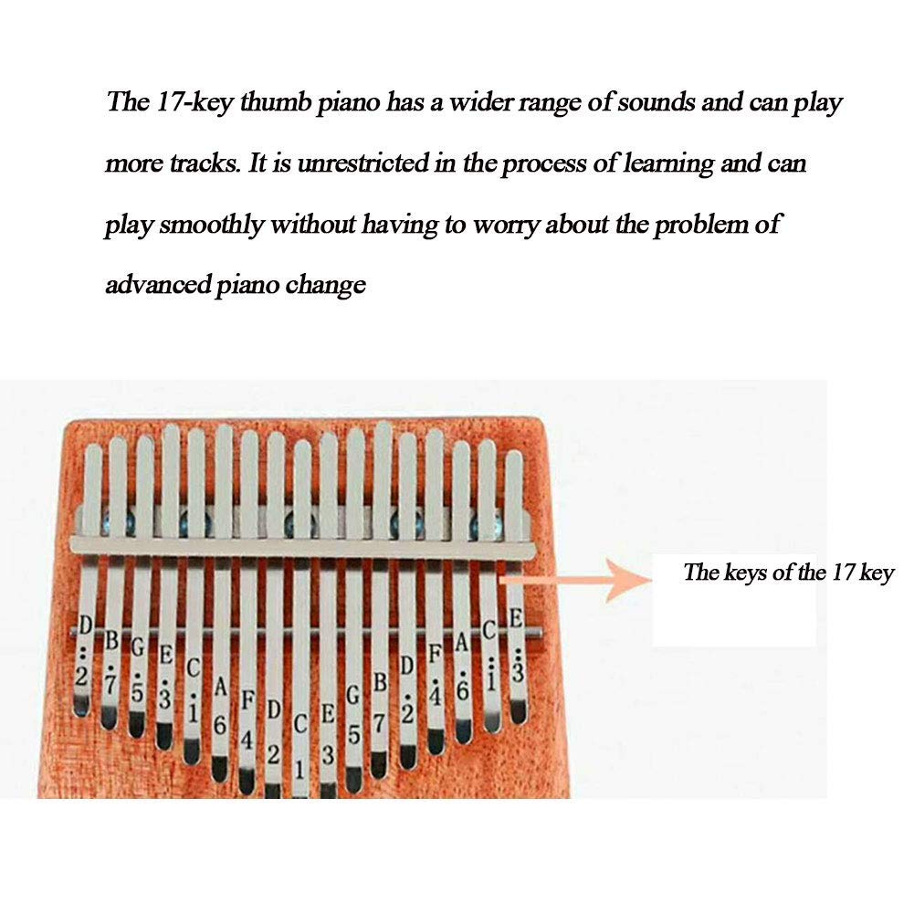 Kalimba 17 Chiavi, Martello D'Accordatura per Gli Amanti della Musica per Principianti, con Libro Musicale, Regalo per Principianti E Professionisti