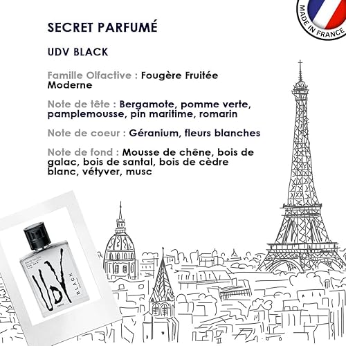 Miniatura 8 de Ulric De Varens BLACK - Eau De Toilette para hombre - Moderno, clásico, aroma cítrico - Notas amaderadas y aventureras de bergamota, manzana verde,
