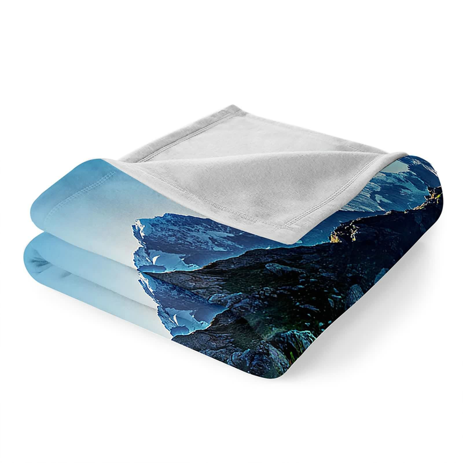 Aeici Couverture Polaire, Couverture Hiver Couverture 160x200 cm Lac Montagne Couverture Canapé Hiver Cadeau pour Adultes et Enfants