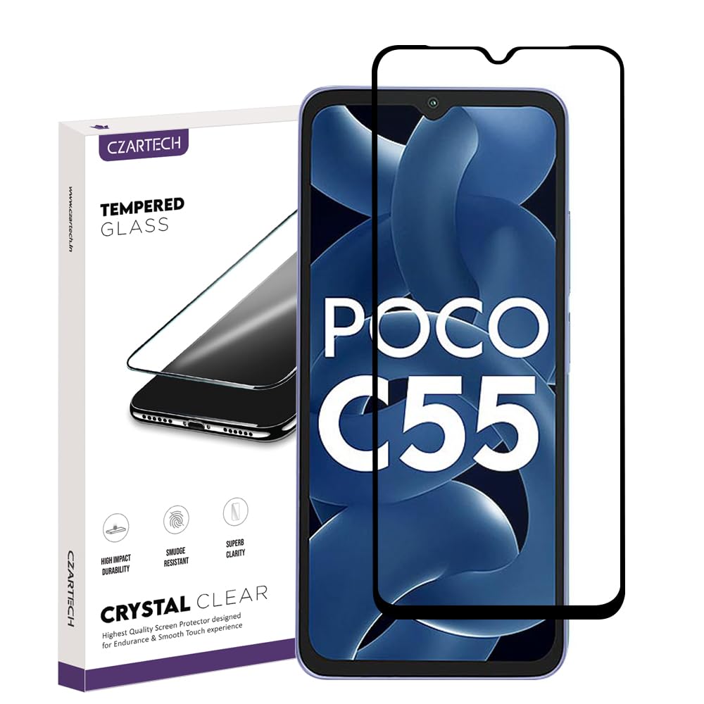 CZARTECH Tempered Glass for Xiaomi Redmi 12C / 10 / 10C / 10 power/Poco C40 / Poco C55 Screen Protector Edge to Edge Coverage with Easy Installation Kit-image-37