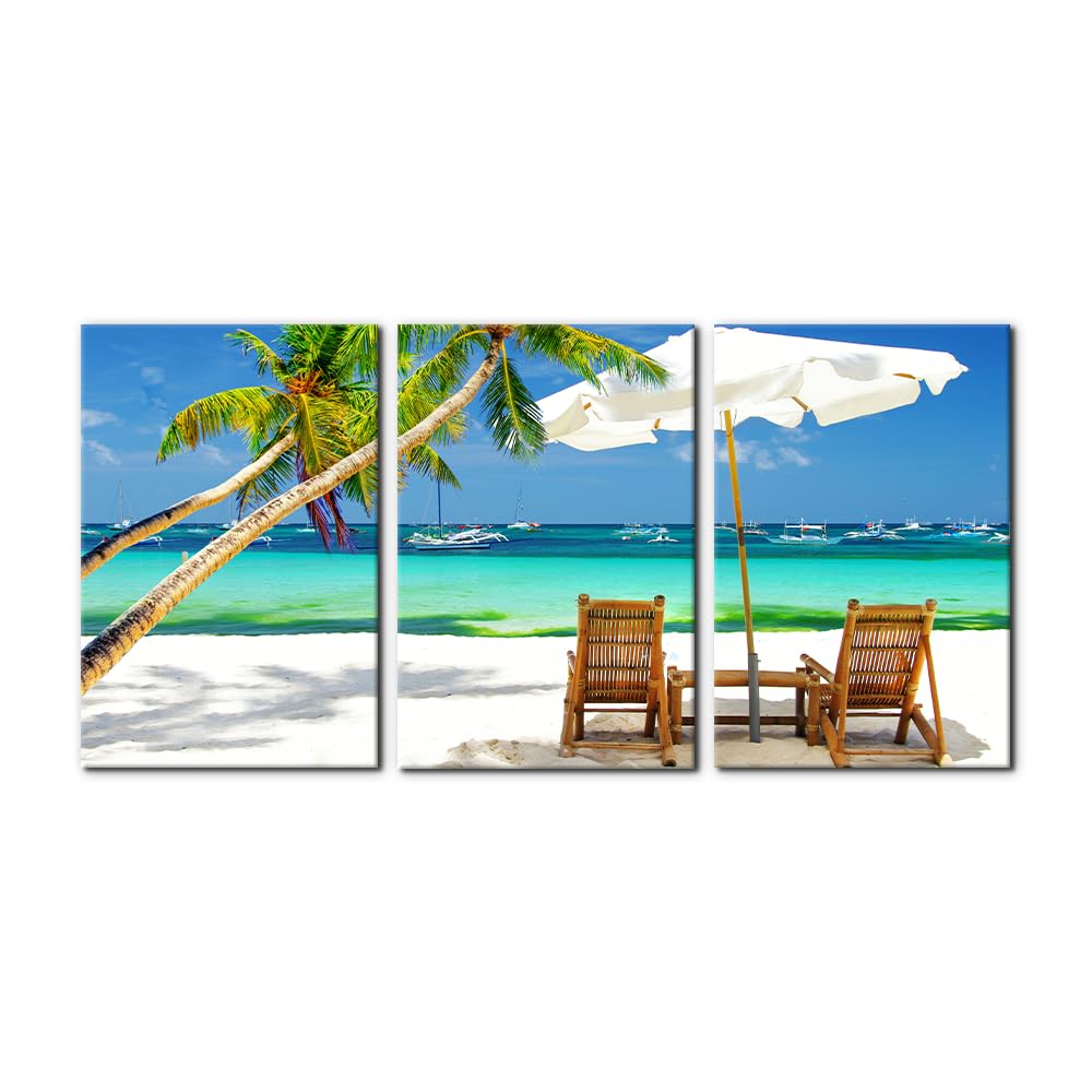 Seascape Wall Art Canvas Prints Tropical Vacation on The Beach Picture Wall Art Framed Artwork for Living Room Bedroom Home and Office Wall Decor