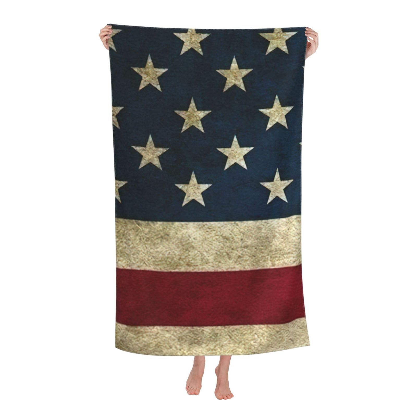 NImongt American Flag Print Oversized Adult Beach Towel For Travel Weekend Getaways Festivals Camping Trips