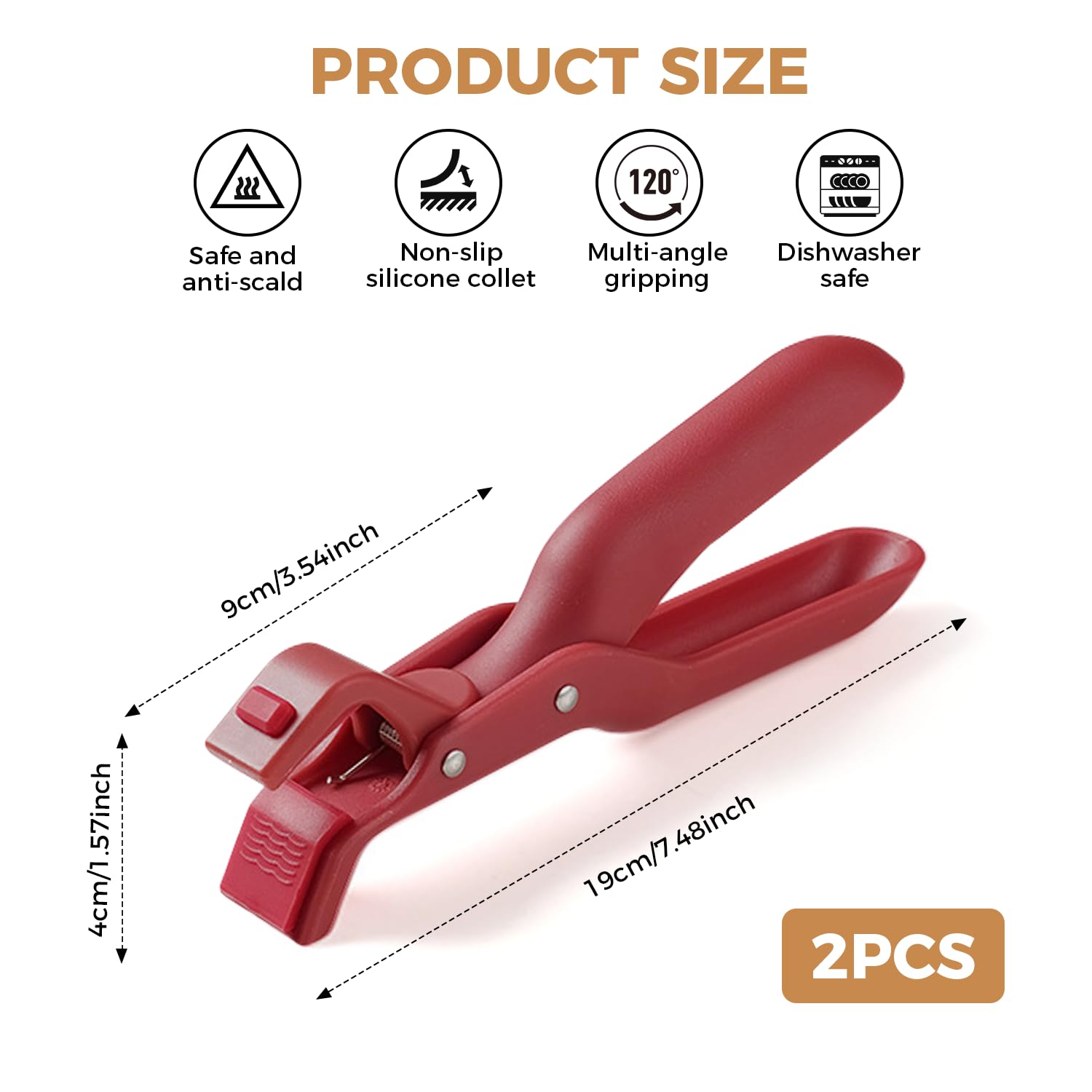 Pinza da cucina, 2 pezzi, clip per scottatura, supporto multiuso per cucina, pinza per friggitrice ad aria calda, manico anti-calore per la cucina, morsetto per scottatura, pinza per pentole e padelle