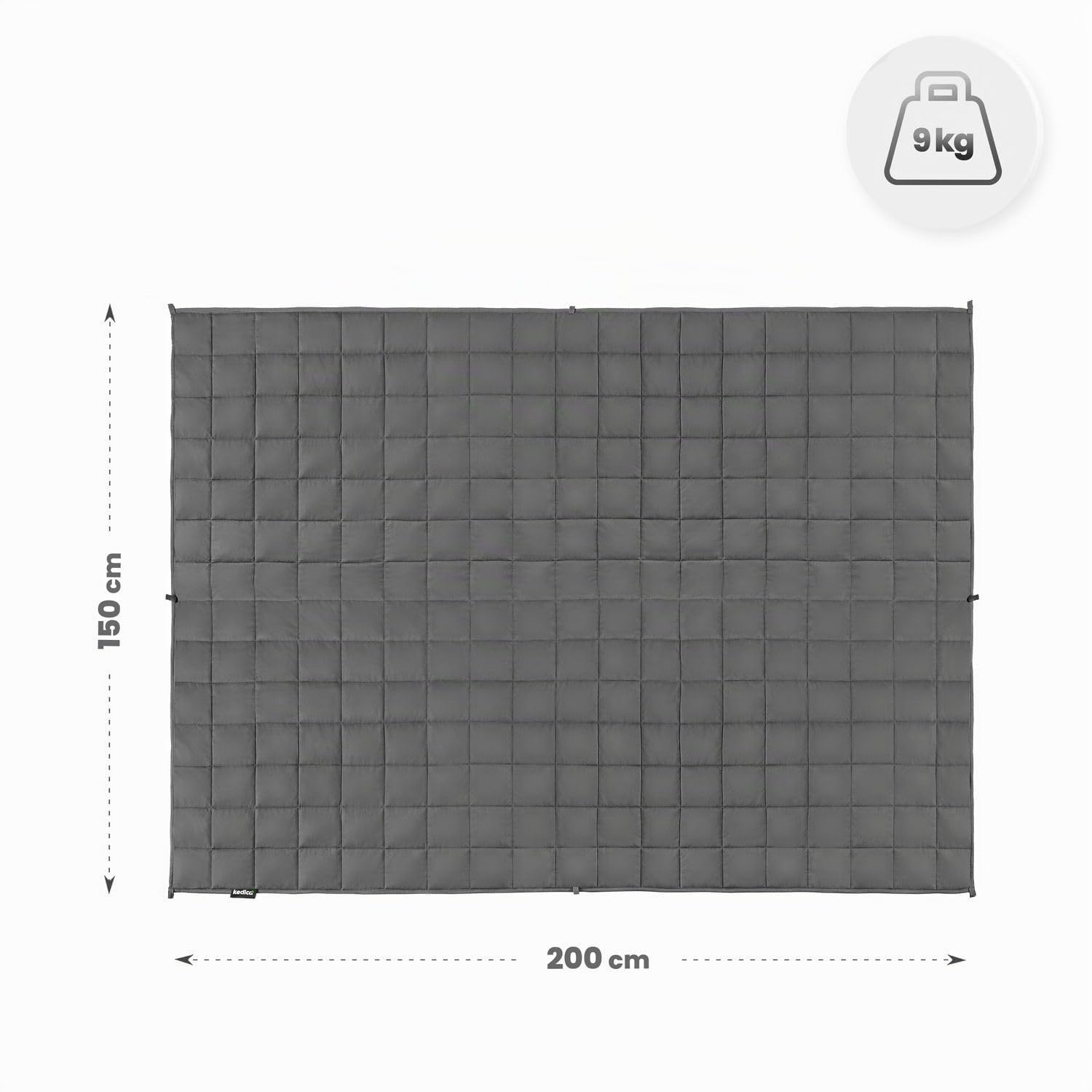 Couverture Lestée Thérapeutique, 9 kg, Gris, Microfibre 7 Couches, 150x200 cm, Anti-Stress et Insomnie, avec Billes de Verre, Certifiée Oeko-TEX
