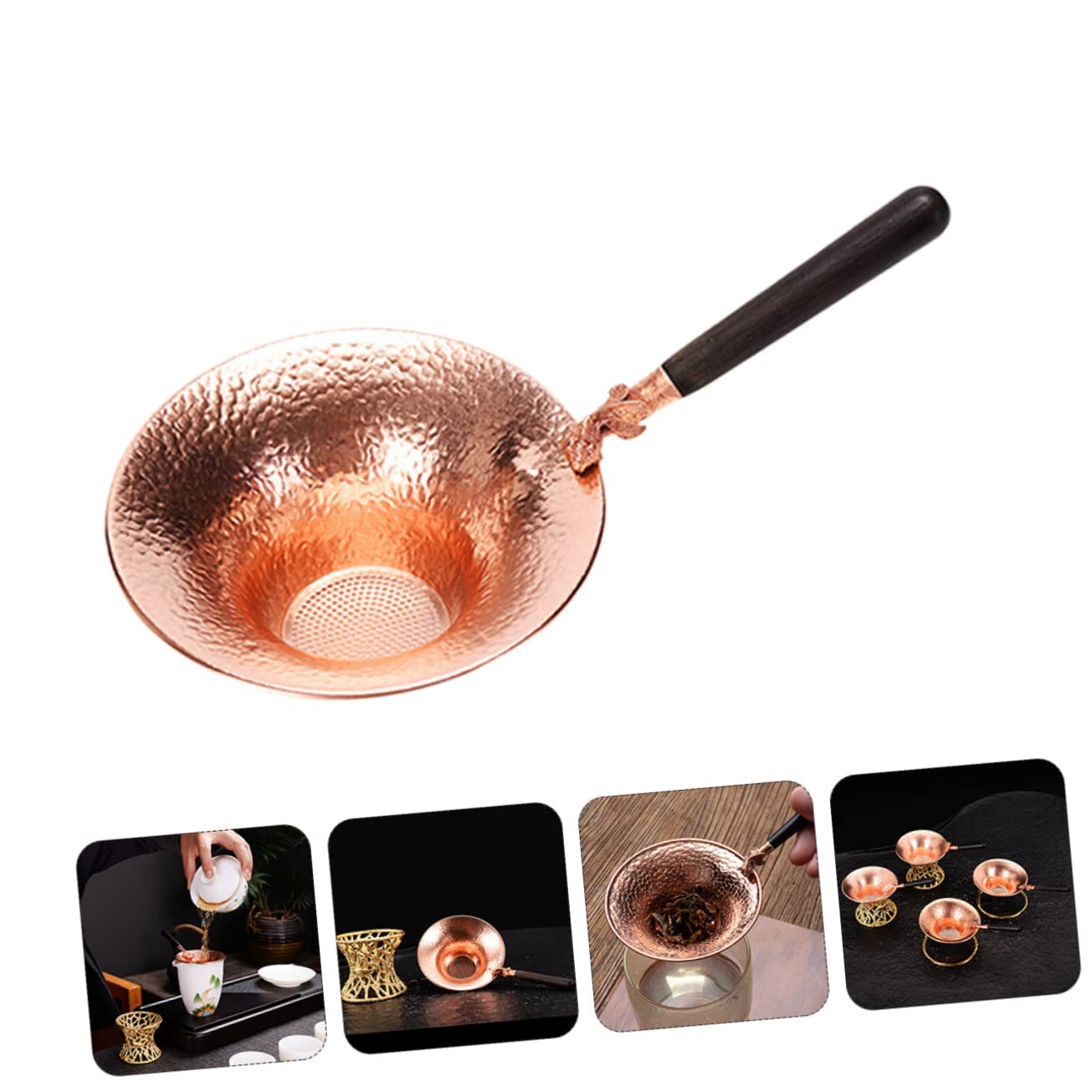 UPKOCH 3 Piezas De Accesorios De Cóctel De Fugas De Té Infusor De Té De Silicona Colador De Metal Colador De Té De Hojas Sueltas Tamiz De Fina Difusor De Té Cobre Madera De