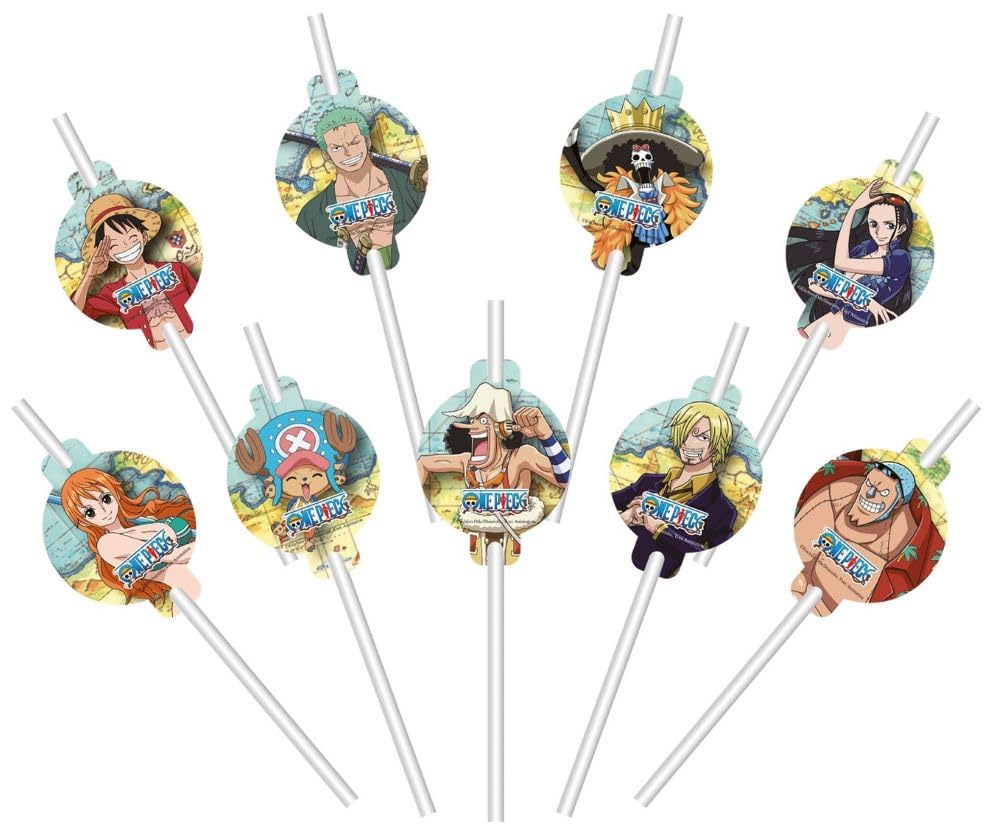One Piece™ Paper Straws – Pack of 9 Themed 19.6 cm Disposable Drinking Straws, Anime Party Tableware for One Piece Birthday & Celebration Drinks