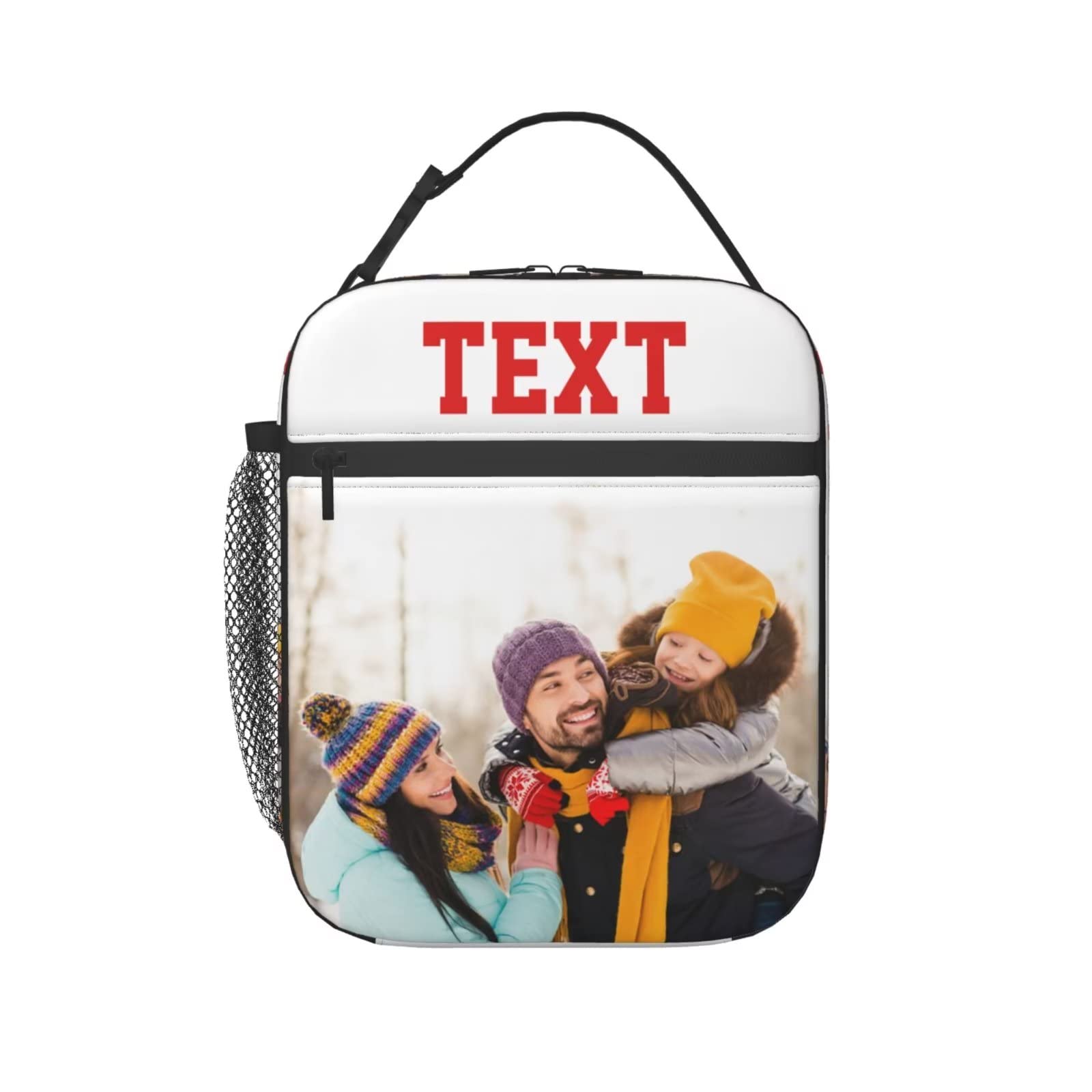 Mraxovid Personalised Insulated Lunch Bag with Photo Text for Women Men Custom Leakproof Reusable Lunch Tote Bag with Adjustable Shoulder Strap for Kids Adult
