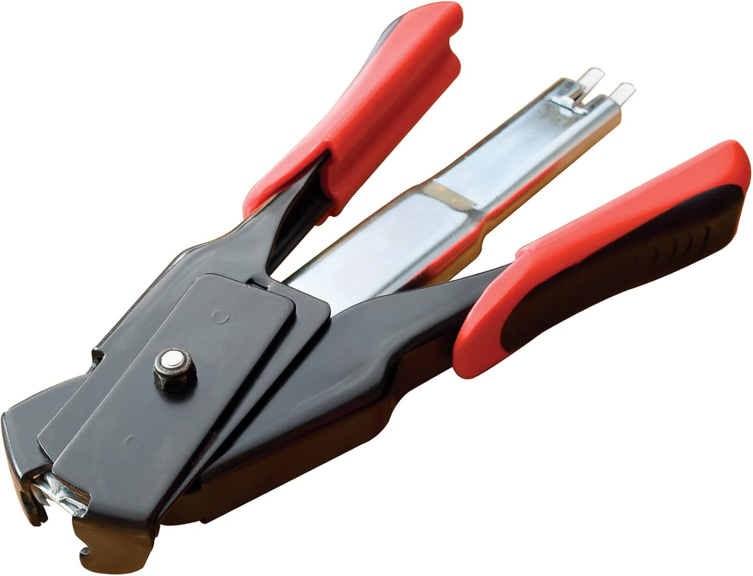 LEM Products Spring-Loaded Hog Ring Pliers, 100 Galvanized Steel Rings, Red and Black