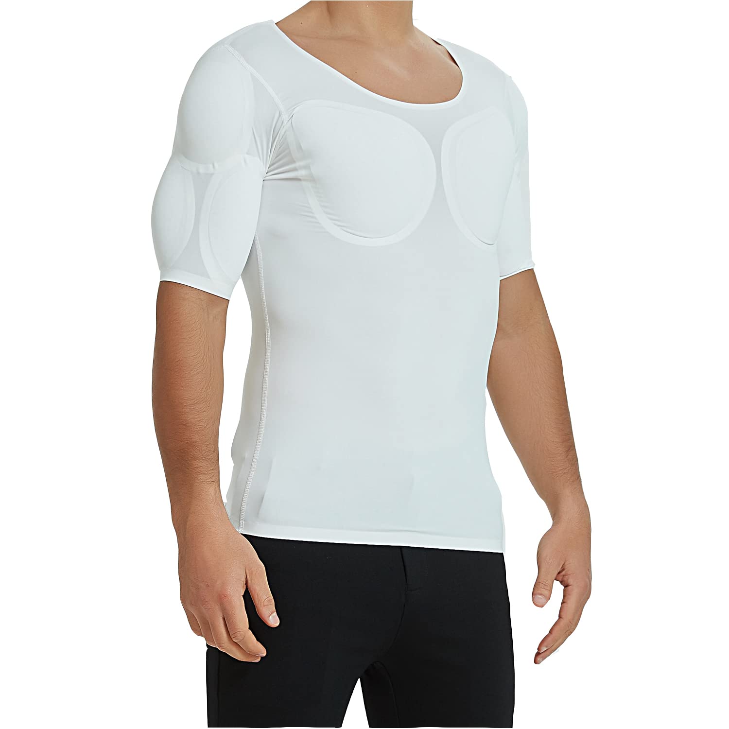 Men Shaper False Muscle Chest T Shirt Invisible Fake Shoulders