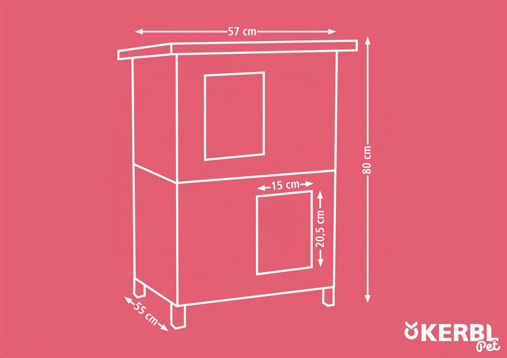 KERBL Pet - Casa Familiar para Gatos, Color Gris y Blanco, 57 x 55 x 80 cm