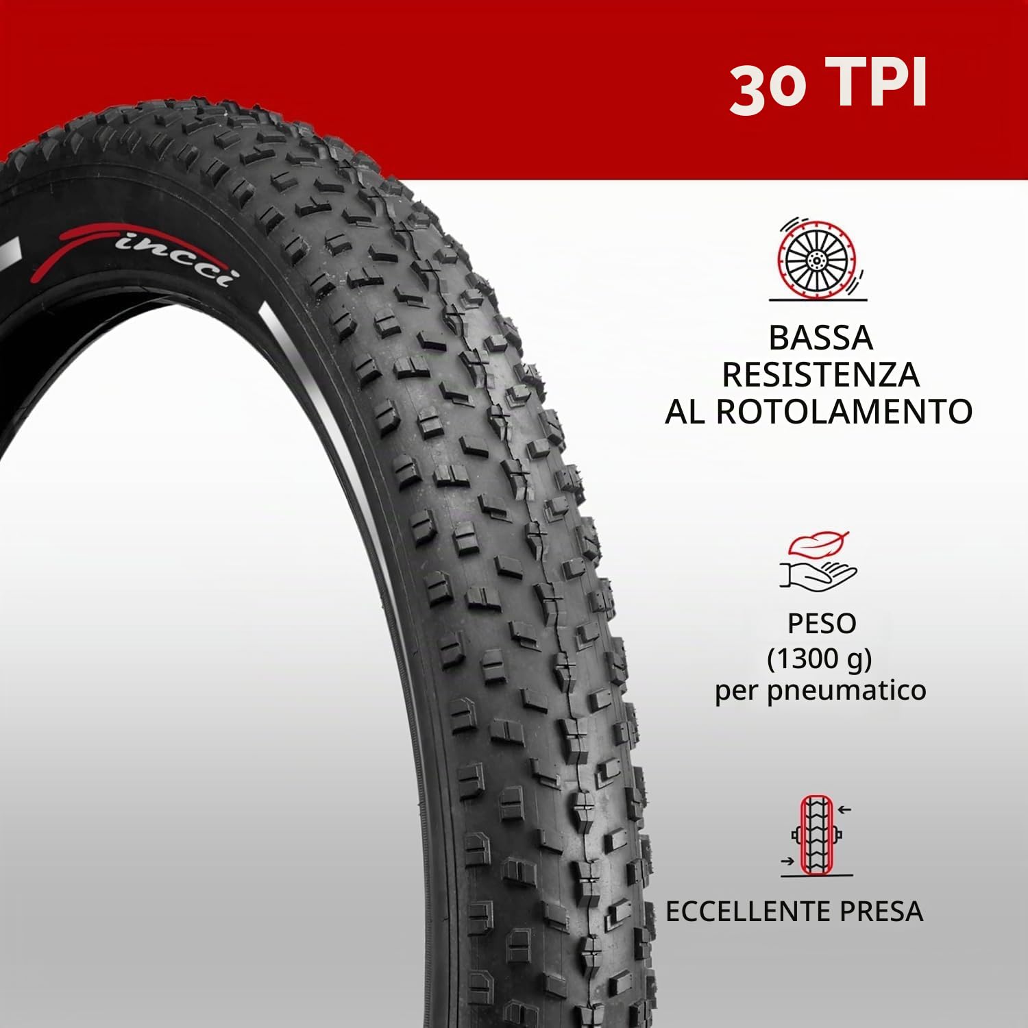 Fincci Copertoni Elettrica Fat Bike, MTB 26 x 4.0 Policci - Coppia Riflettente Pieghevole Pneumatici 100-559, Gomme per Montagna, Strada, Neve, Sabbia - Confezione da 2 accessori