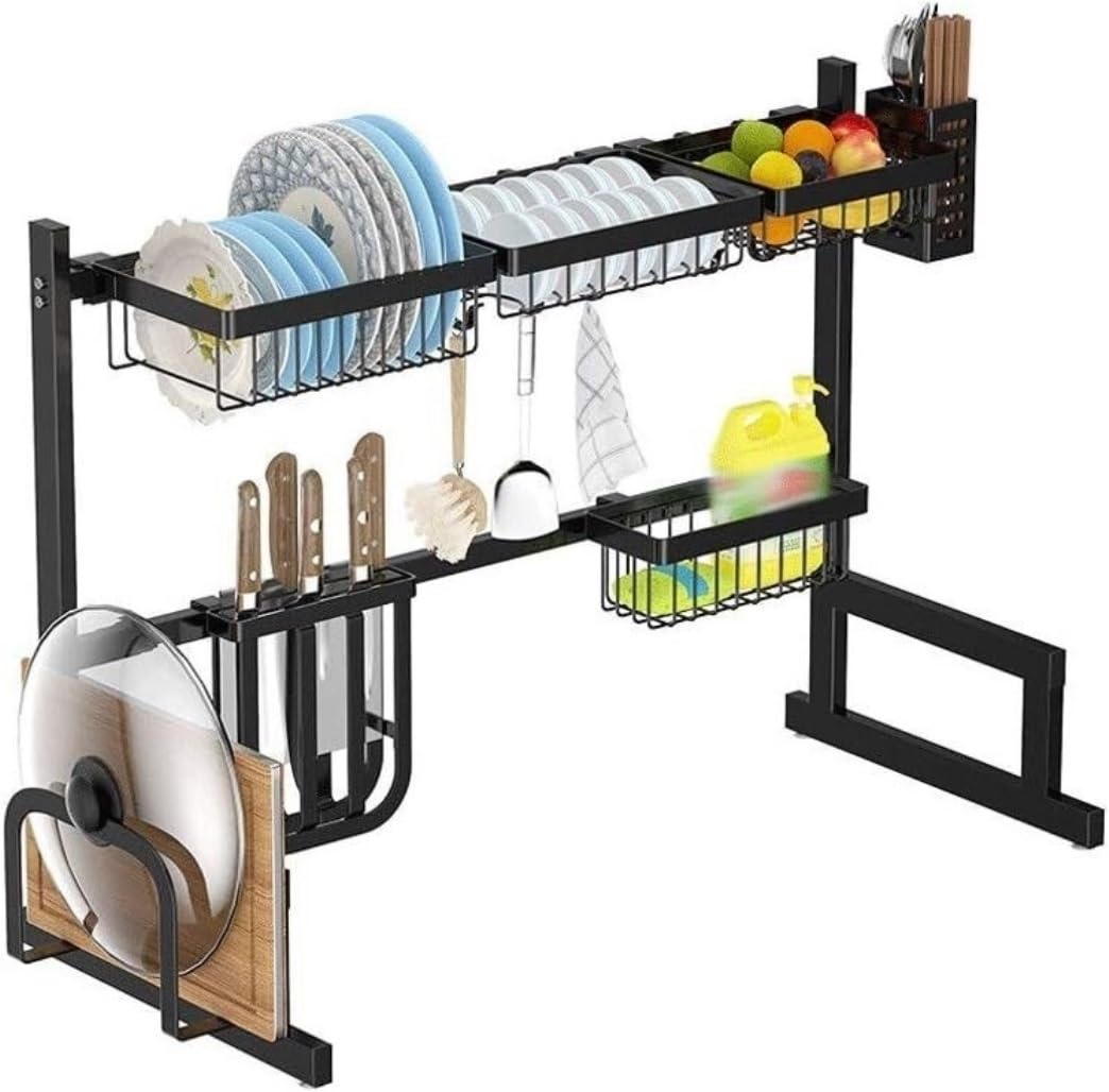 OGMOYT Kitchen Countertop Organizer Countertop Dish Drying Rack Over Sink Utensils Holder Bowl Dish Draining Shelf Kitchen Storage Organizer Drainage Utensil Holder