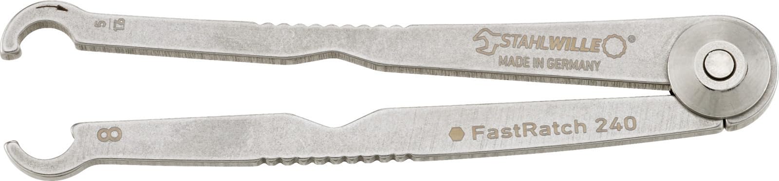 STAHLWILLE 240 8 | FastRatch Ratschenschlüssel 8 mm - 5/16 " | offener Ringschlüssel mit Ratschenfunktion, Maulschlüssel | ideal für Bremsleitungen, Überwurfmuttern | Made in Germany
