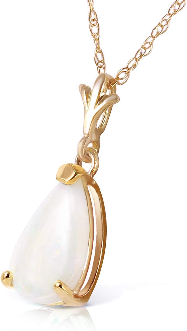 Galaxy Gold GG 14k 20" Yellow Gold Natural Pear-shaped Opal Drop Pendant Necklace - Image 3