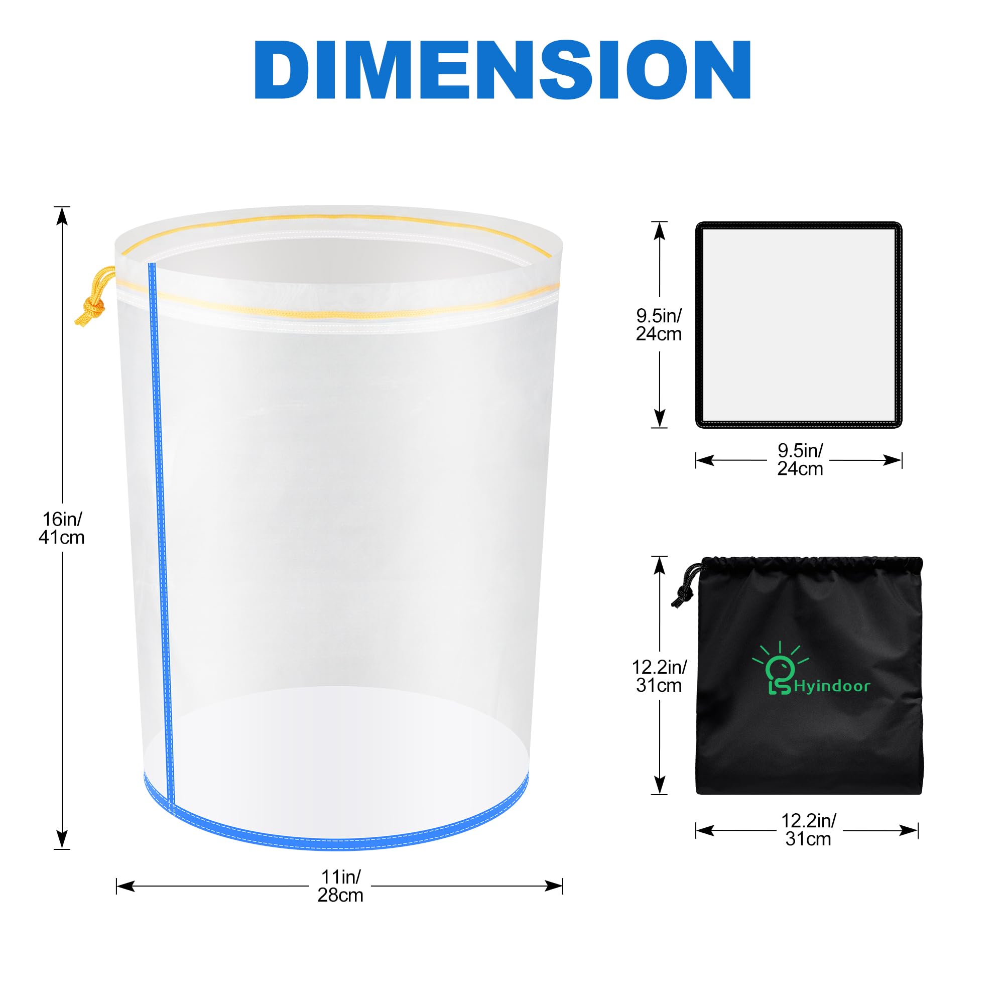 Hyindoor Bubble Bag 5 Gallon 5 Sacs d'extraction d'extraits de Plantes Bubble Hash Bag en Maille avec écran de Pression et Sac de Rangement