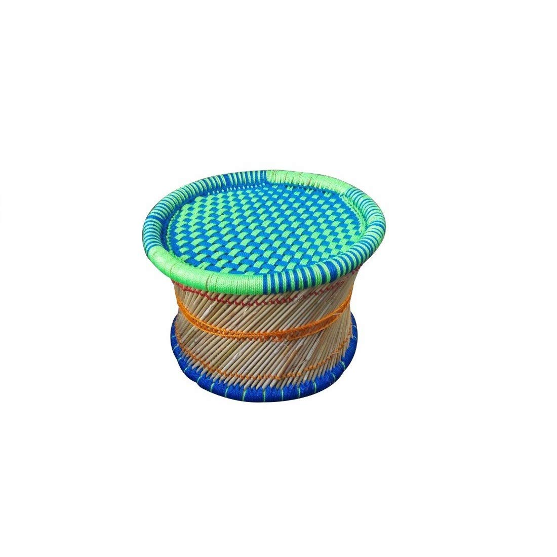 MGHM Bamboo Cane Bar Stool Mudda for Indoor/Outdoor Furnishings(Red