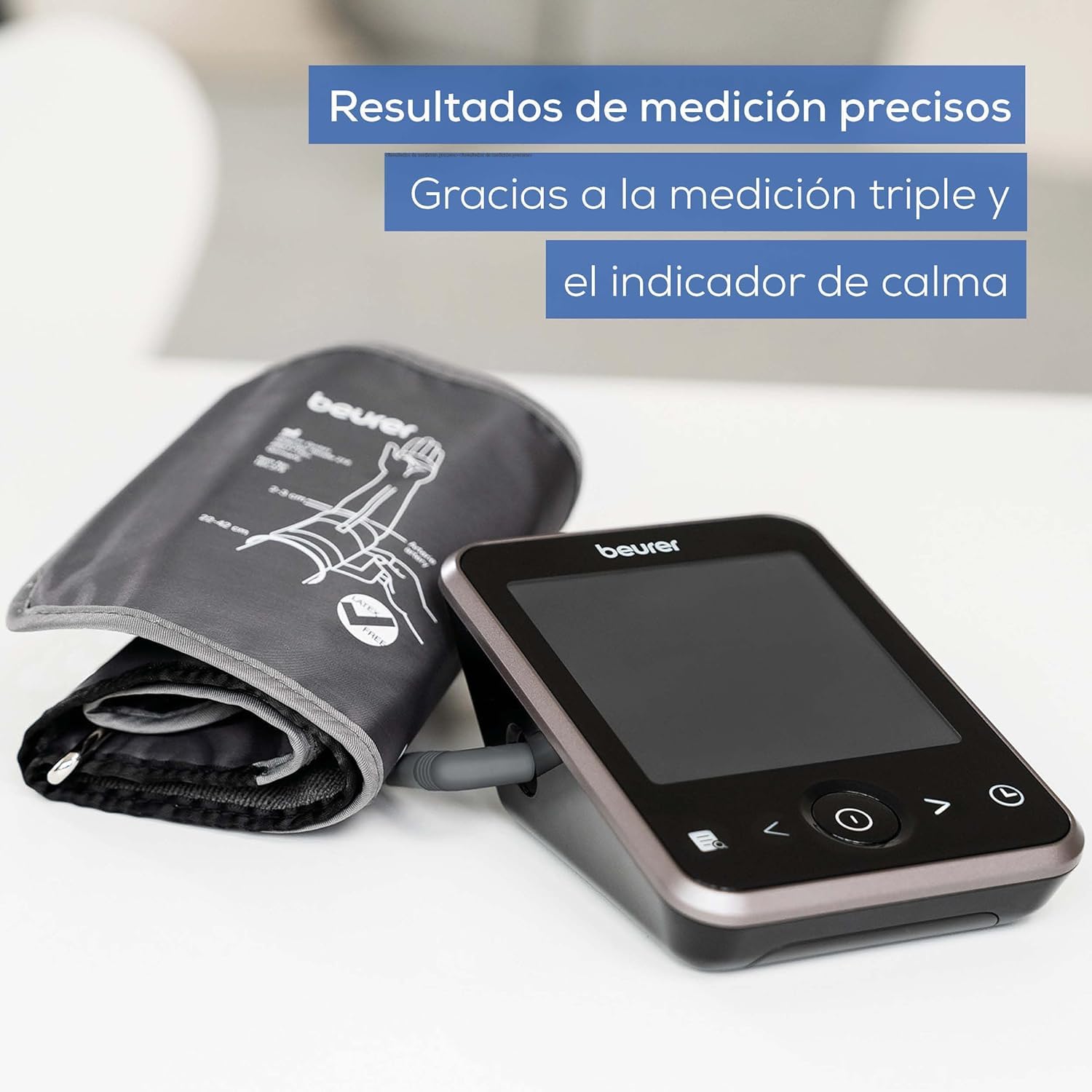 Beurer BM 64 tensiómetro de brazo, detección de AFib, indicador de reposo, manguito 22-42 cm, con aplicación, transferencia de datos a Apple Health