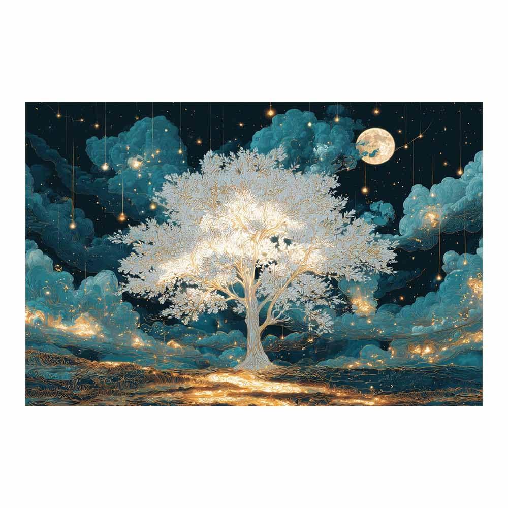 DMZPKZB Tree Of Life Large Wall Art Autumn glowing tree Colorful Canvas Art Prints,Abstract Painting,Scenery Wall Decor,For Gallery,Bedroom,Living Room And Hotel(Multicolor)-50x70cm Unframed