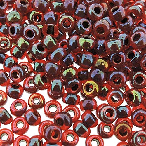 GARNET LINED RUBY AB MIYUKI SEED BEADS APPX 20GM TUBE 6/0 ROUND