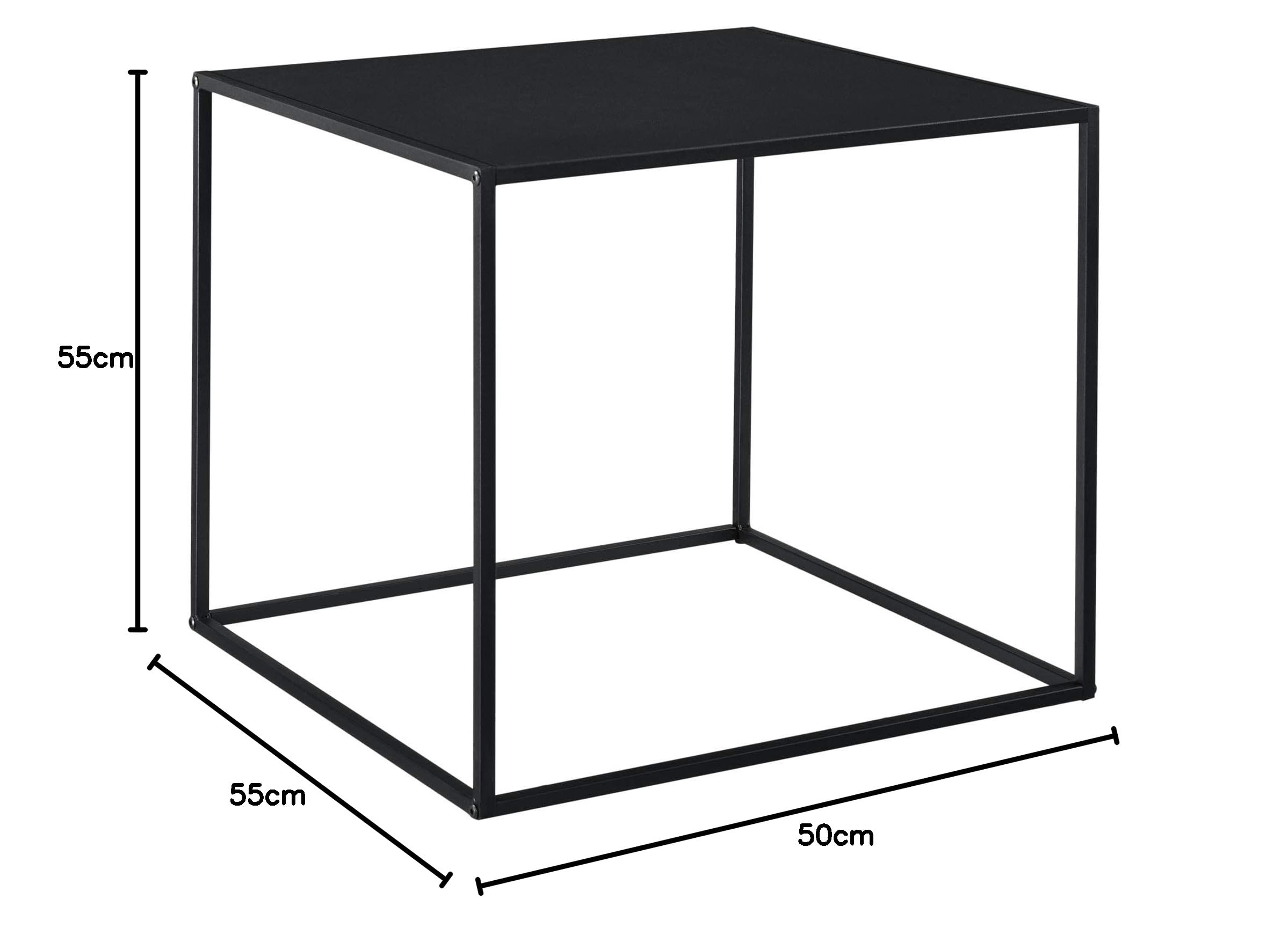 Table Console Table d'Appoint Industriel en Métal Résistant 50 x 55 x 55 cm Noir Mat