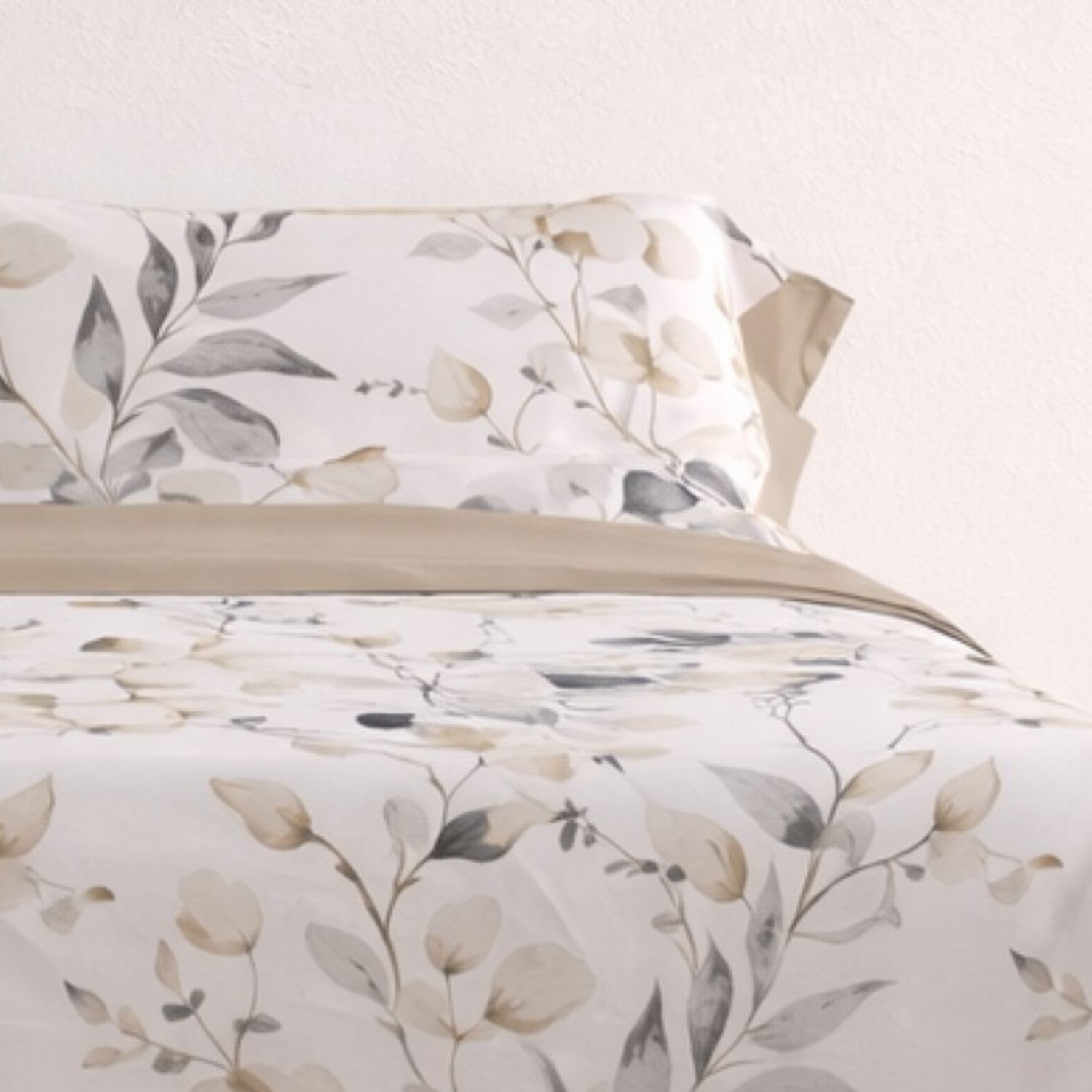 Donegal Collections - Juego de Sábanas 160x190 Ahoa Beige - Sábanas Cama 160-4 Piezas Sábana Bajera, Encimera y 2 Fundas de Almohada - Primavera Verano - Tacto Extra Suave Algodón Poliéster