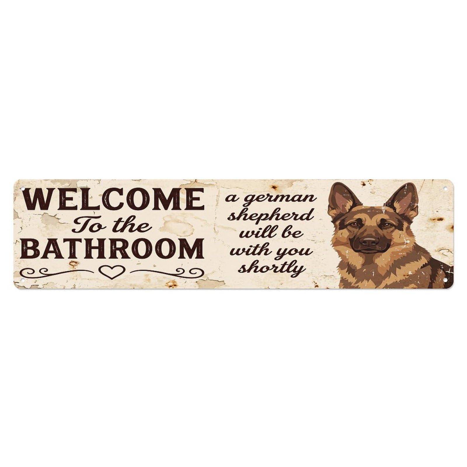 Vintage WELCOME To The BATHROOM German Shepherd Metal Tin Sign