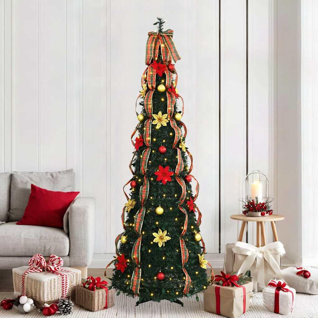 vidaXL Künstlicher Weihnachtsbaum mit 200 LEDs Grün 215 cm PVC