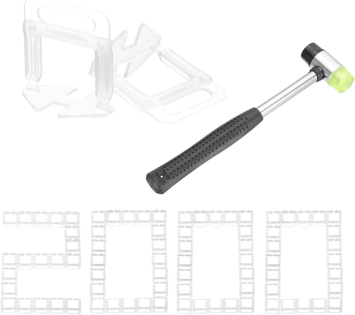 PATIKIL 3 mm 1/8 Inch Tile Leveler Spacers, 2200 Pcs Tile Spacers with Rubber Mallet Tile Leveling System Kit for Tiles and Stone Installation, White