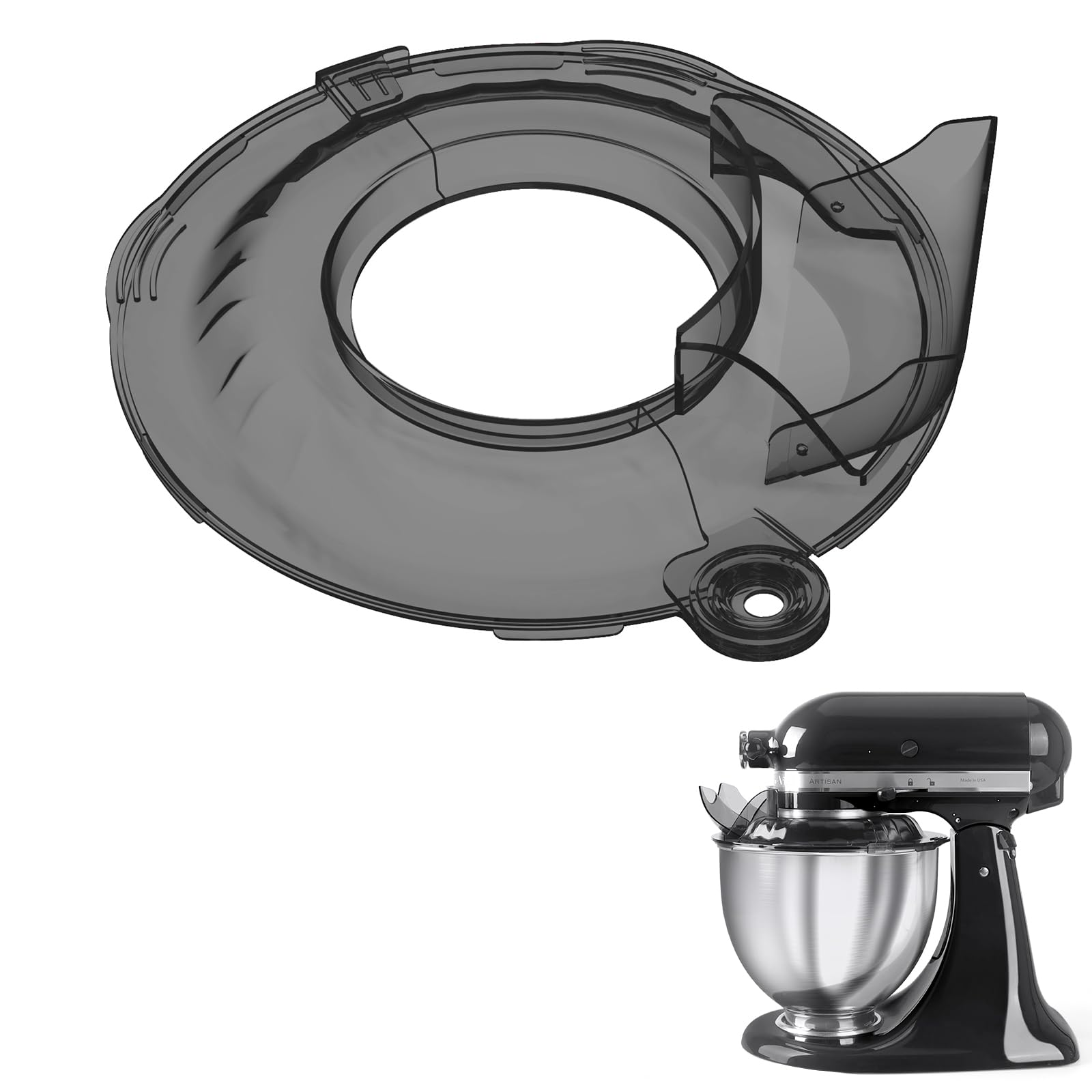 Pouring Shield for KitchenAid Tilt Head 4.5-5 QT (for Stainless Steel Bowls Only), for Kitchen aid Accessories and Attachments, Fully Enclosed Foldable Lid Mixer Bowl Cover, Not For Bowl Lift (Black)
